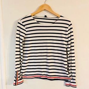 EUC J Crew Long Sleeve Stripe Top Button Details